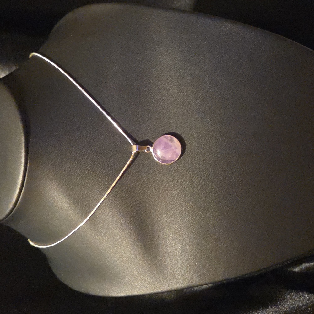New Amethyst Gemstone Dainty Pendent Necklace - Picture 2 of 4